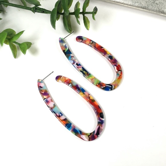 Jewelry - Multicolored Elongated Hoop Earrings